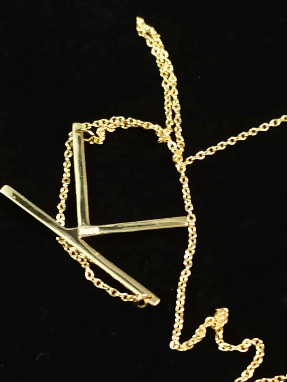Vintage 90s Sterling Silver 925 Gold Plated K Initial Necklace Minimalist Bar
